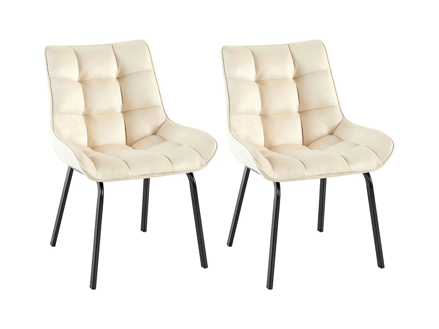 Lot de 2  chaise salle à manger - Velours - Crème - Saranda