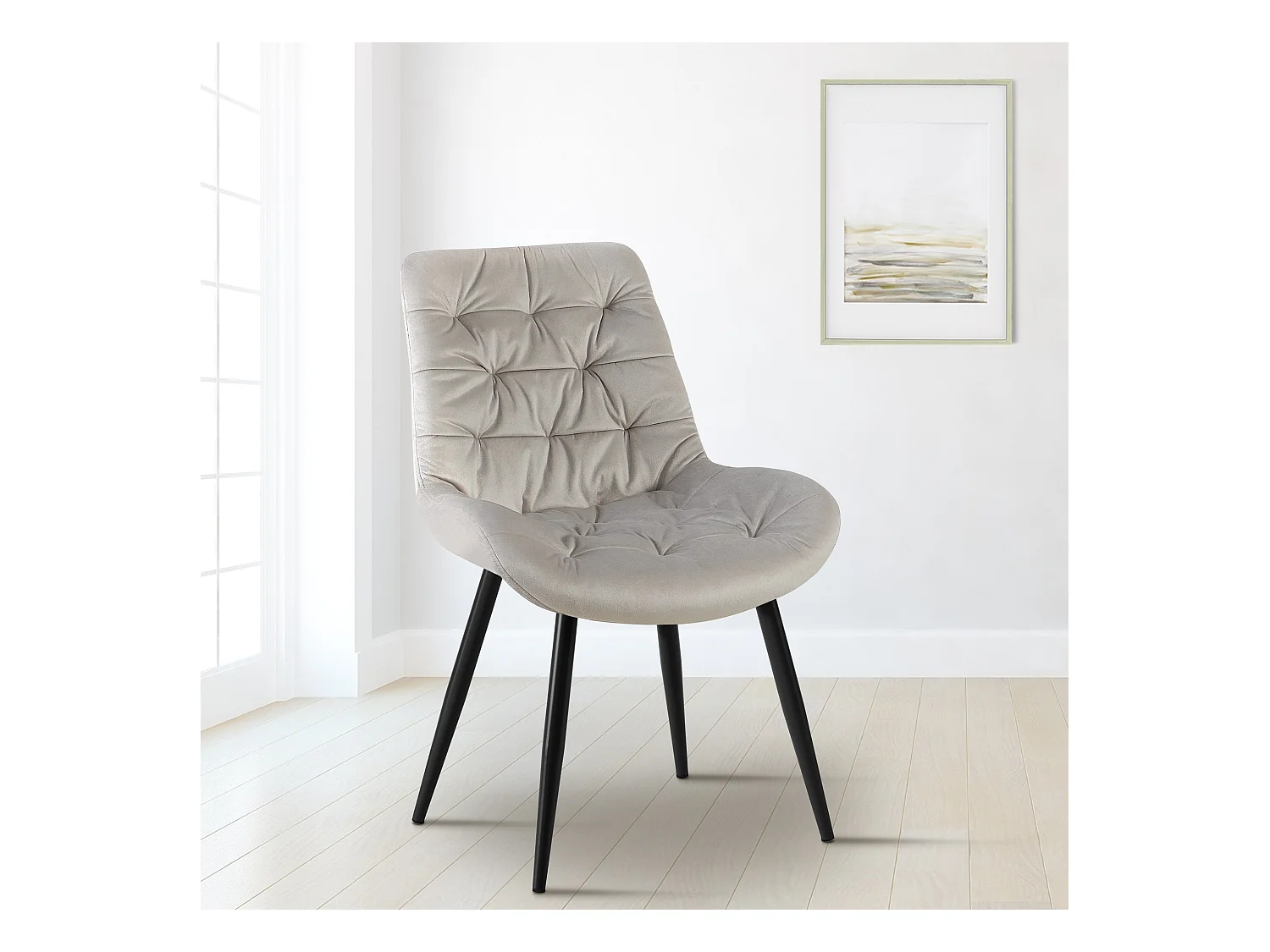 Lot de 2  chaise salle à manger - Velours - Gris - Rossford