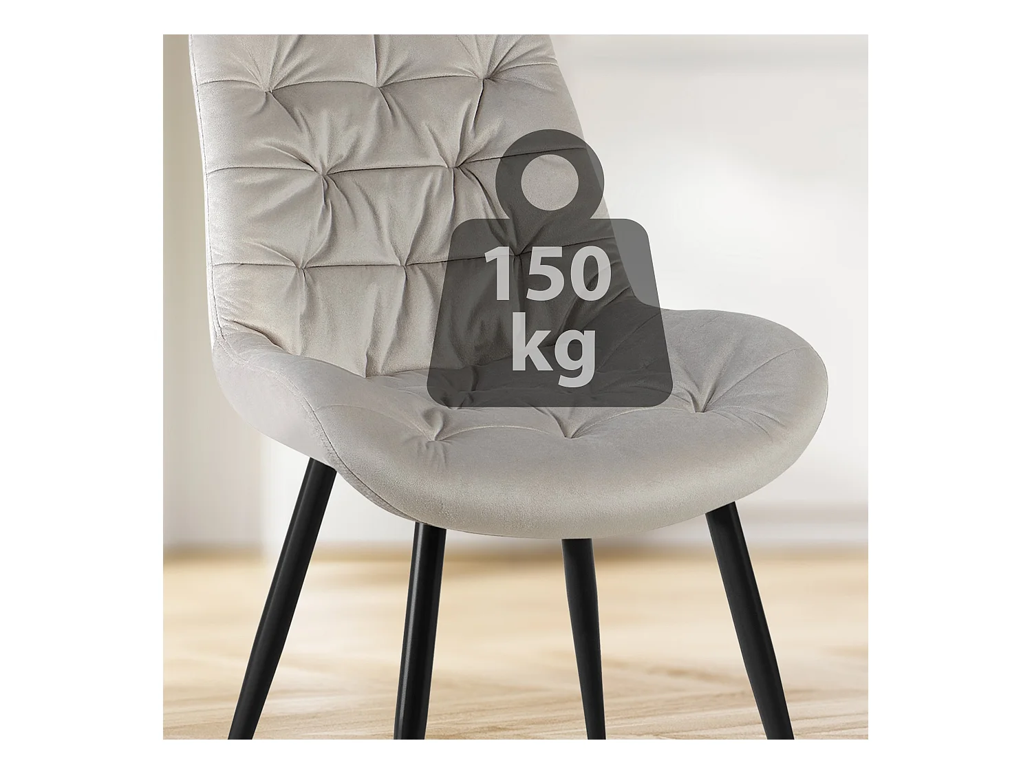 Lot de 2  chaise salle à manger - Velours - Gris - Rossford