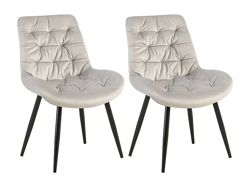 Lot de 2  chaise salle à manger - Velours - Gris - Rossford