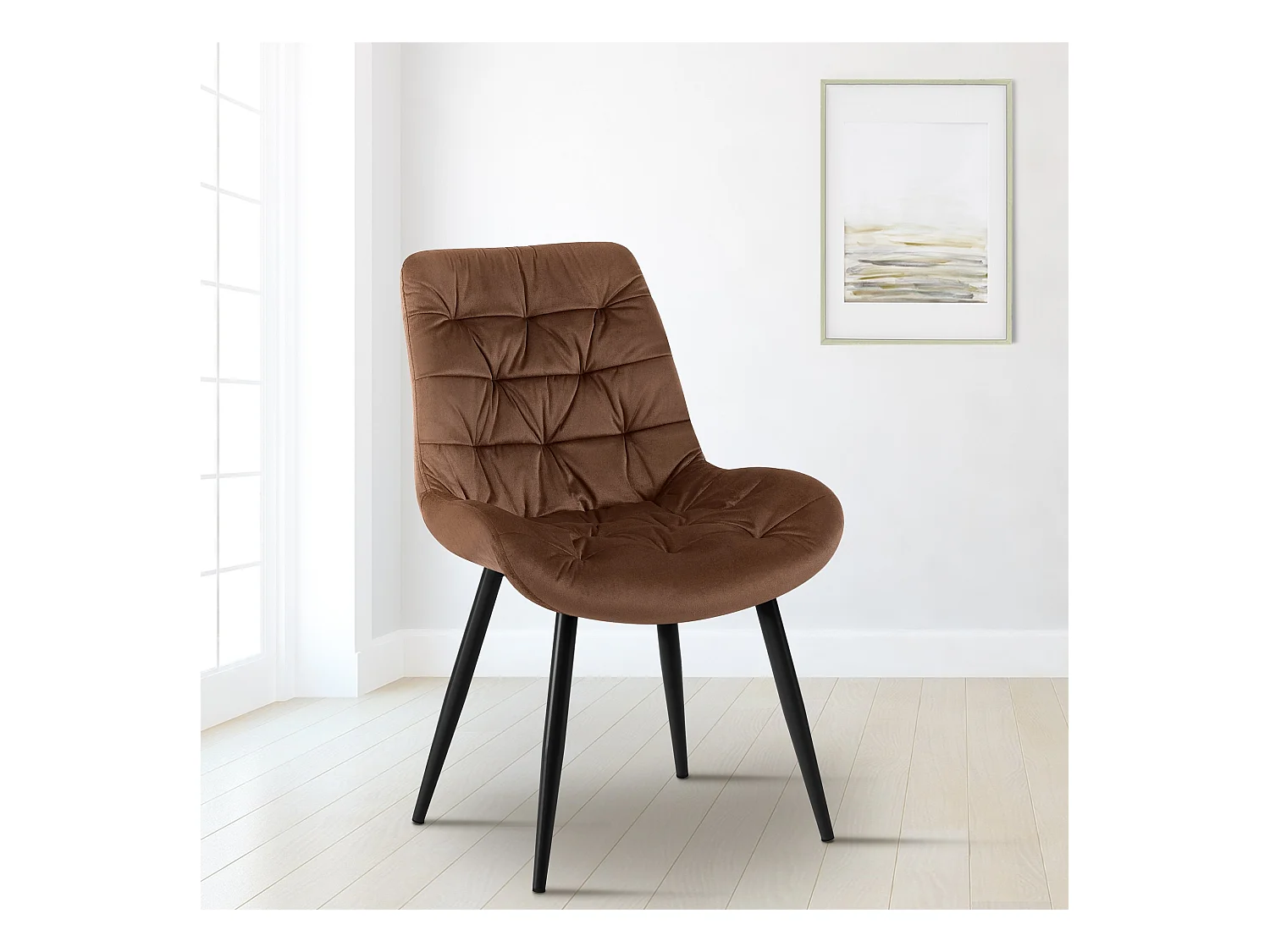 Lot de 2  chaise salle à manger - Velours - Marron - Rossford