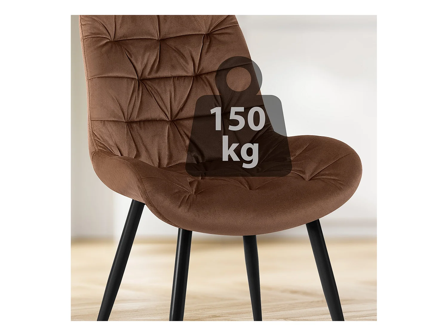 Lot de 2  chaise salle à manger - Velours - Marron - Rossford