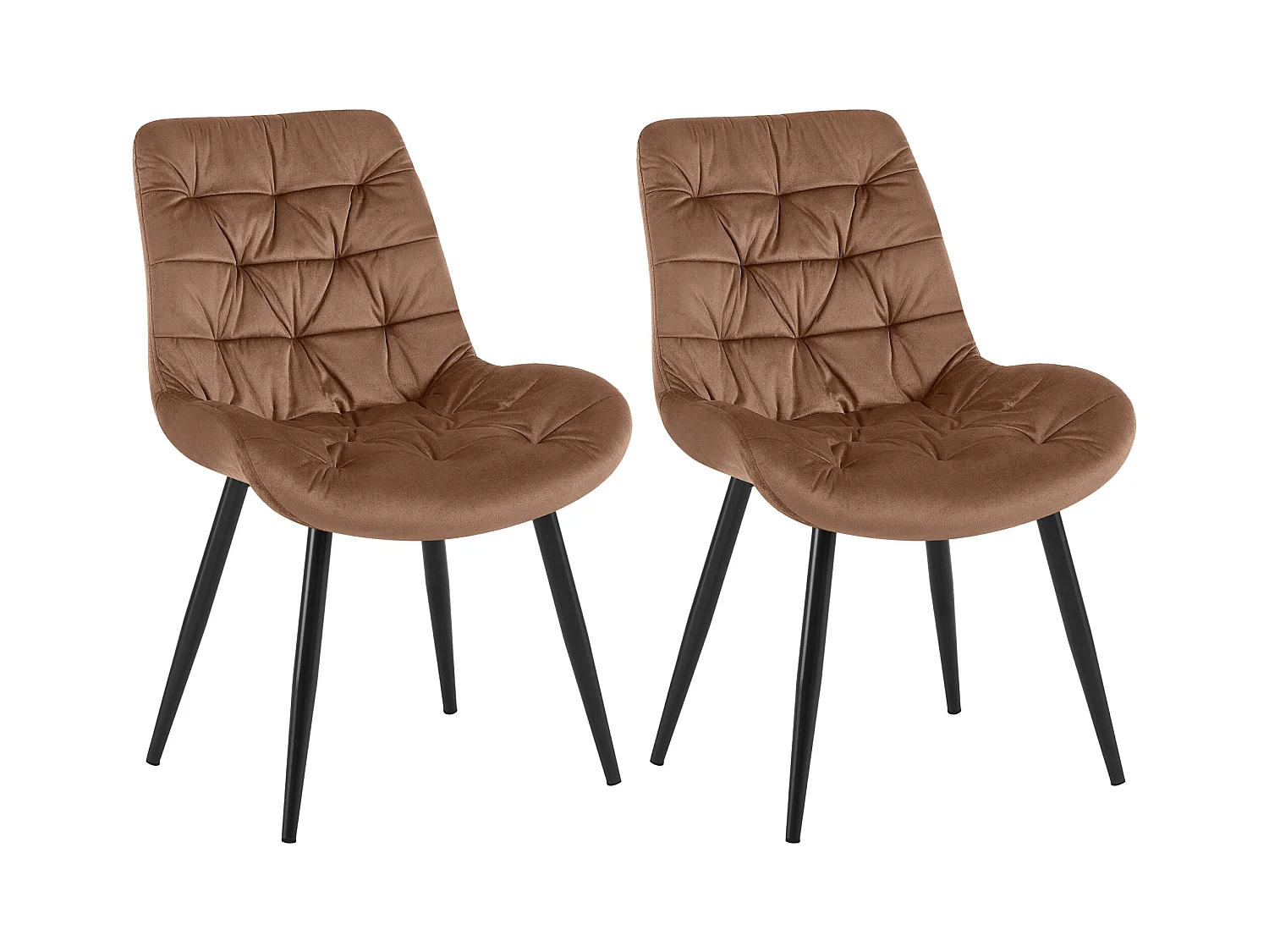Lot de 2  chaise salle à manger - Velours - Marron - Rossford