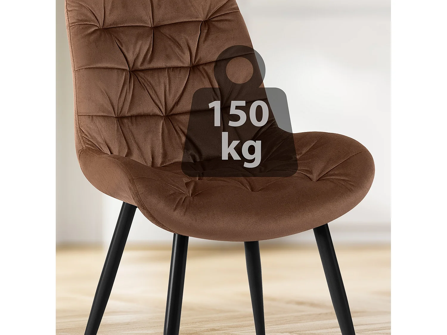 Lot de 2  chaise salle à manger - Velours - Marron - Rossford