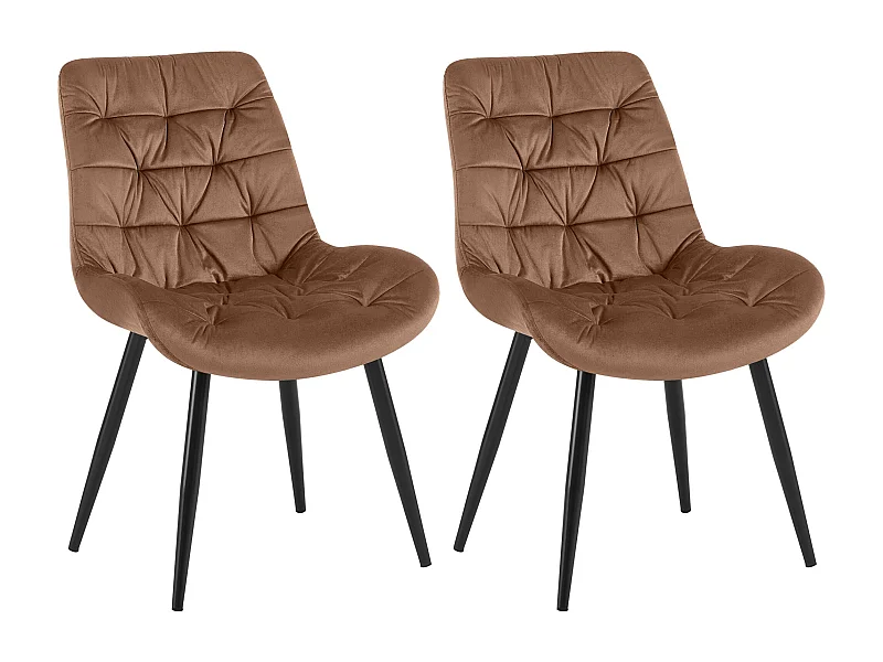 Lot de 2  chaise salle à manger - Velours - Marron - Rossford