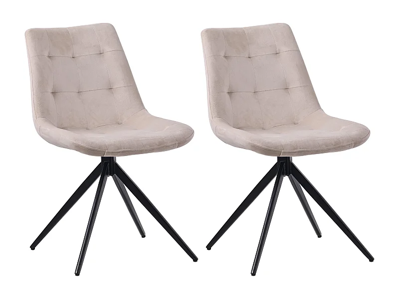 Lot de 2  chaise salle à manger - Velours - Crème - Merna
