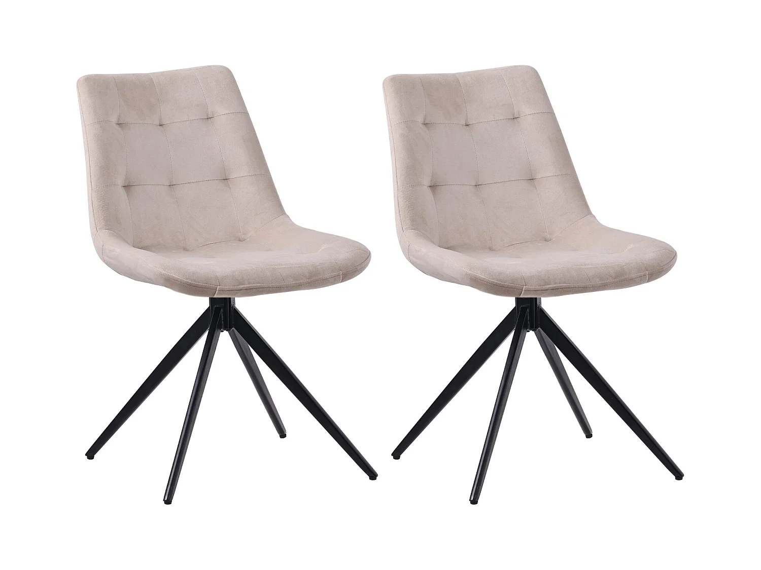 Lot de 2  chaise salle à manger - Velours - Crème - Merna