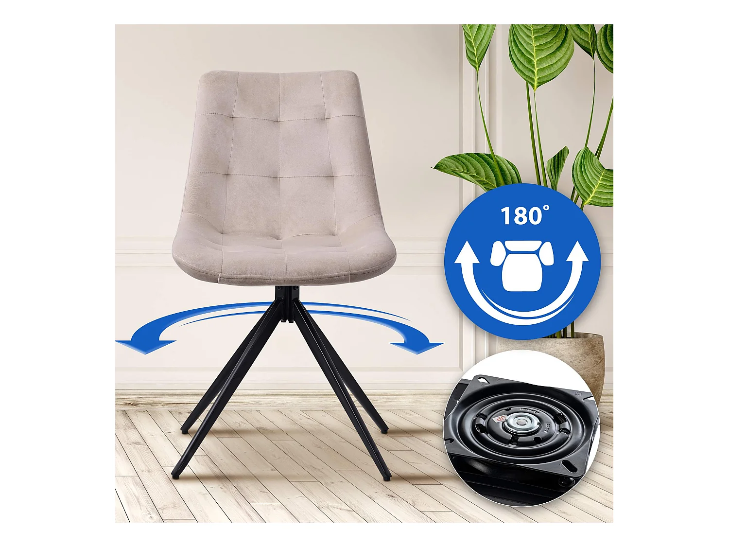 Lot de 2  chaise salle à manger - Velours - Crème - Merna