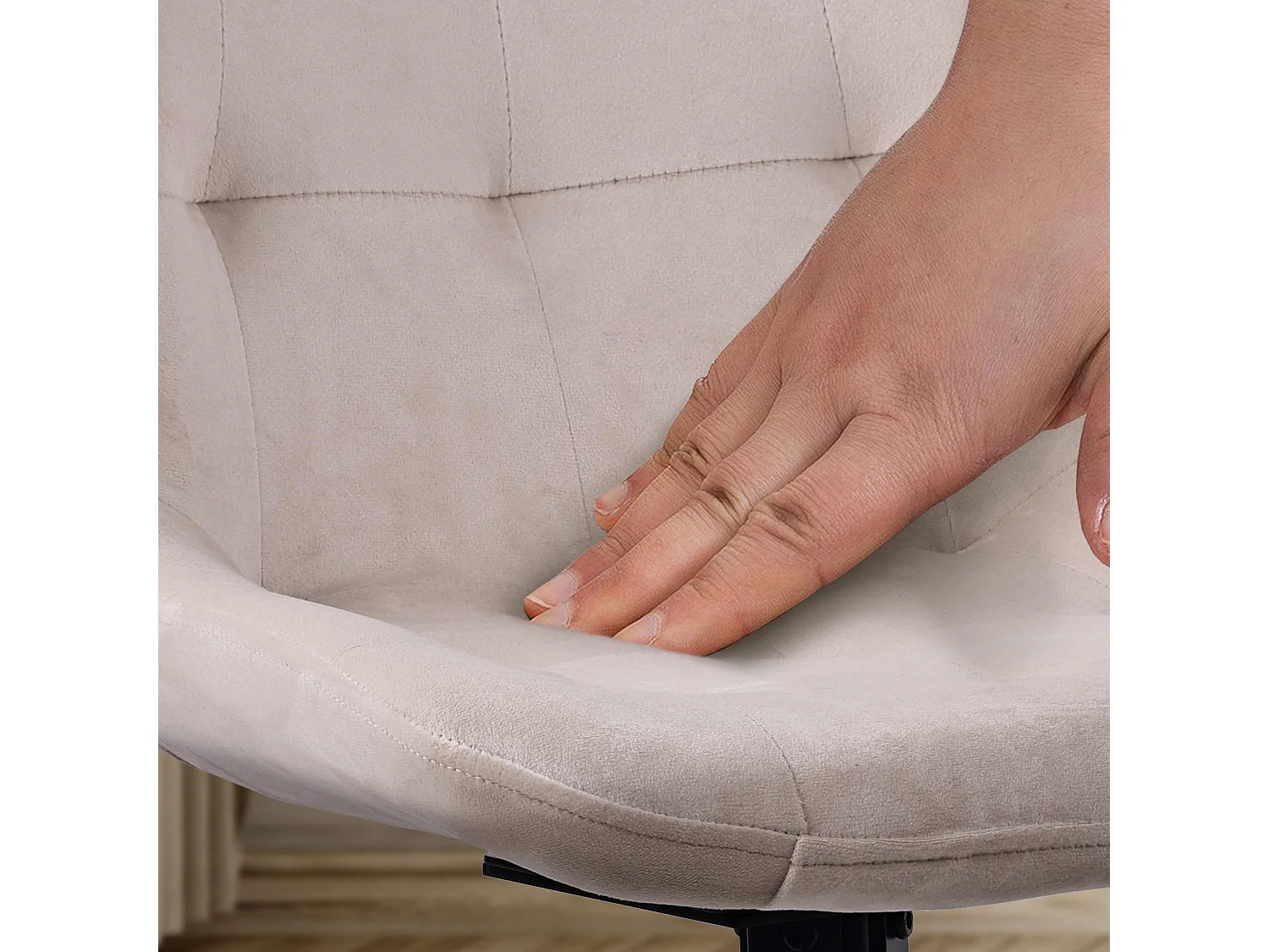 Lot de 2  chaise salle à manger - Velours - Crème - Merna