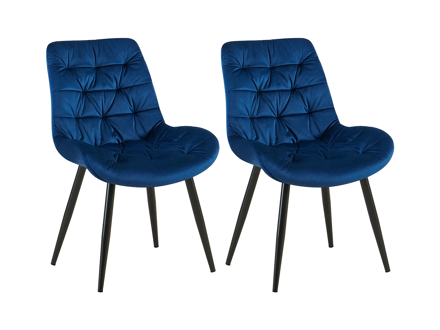 Lot de 2  chaise salle à manger - Velours - Bleu foncé - Rossford