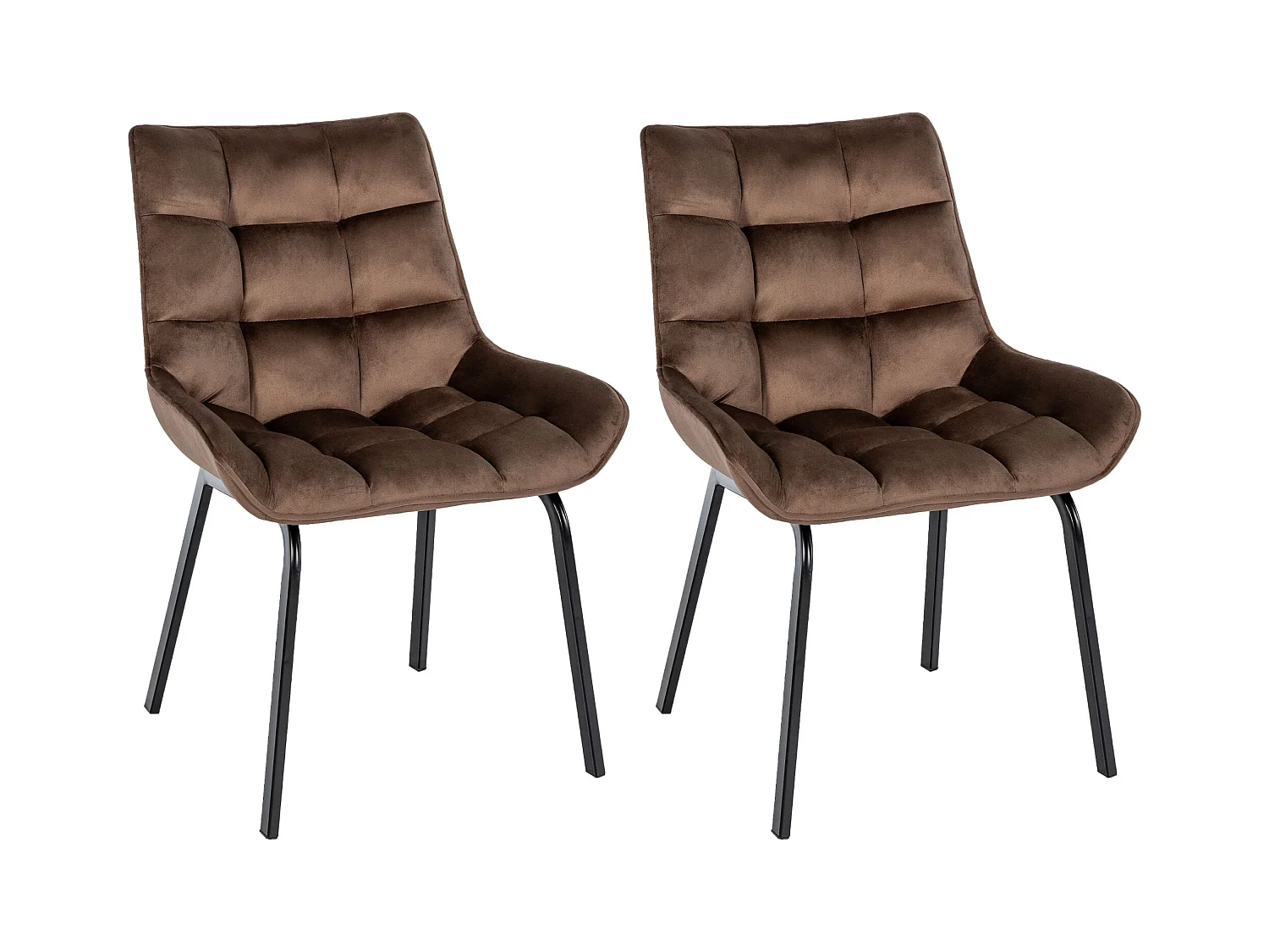 Lot de 2  chaise salle à manger - Velours - Marron - Saranda