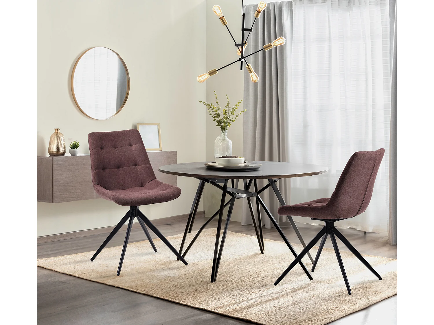 Lot de 2  chaise salle à manger - Tissu - Marron - Merna