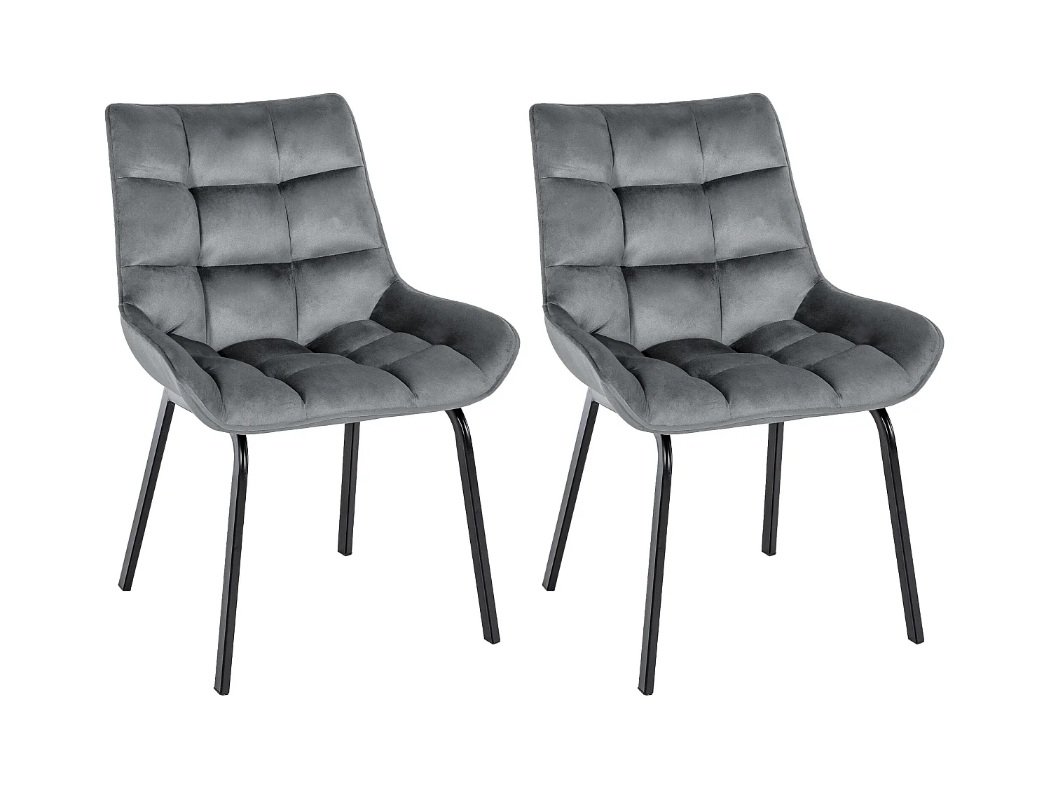 Lot de 2  chaise salle à manger - Velours - Gris foncé - Saranda