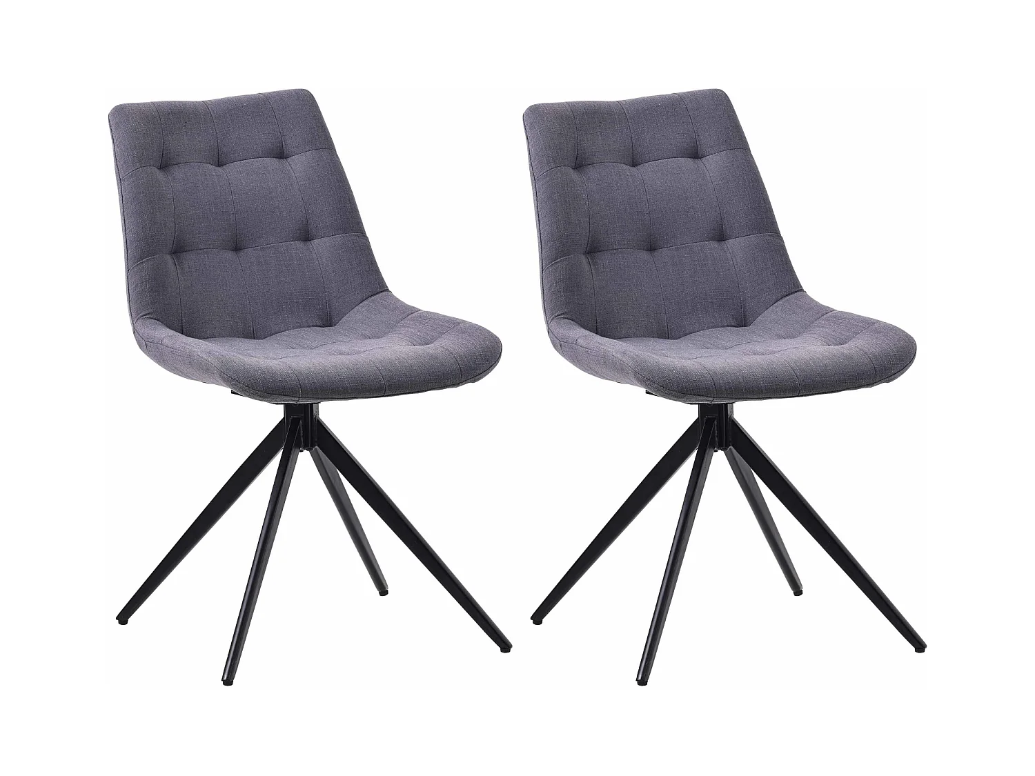 Lot de 2  chaise salle à manger - Tissu - Gris foncé - Merna
