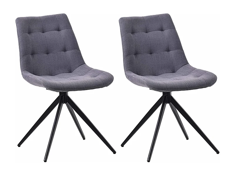 Lot de 2  chaise salle à manger - Tissu - Gris foncé - Merna