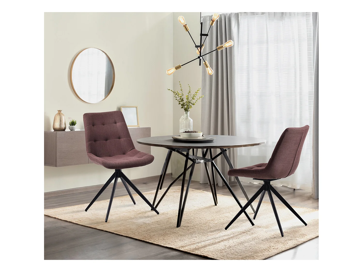 Lot de 2  chaise salle à manger - Tissu - Taupe - Merna