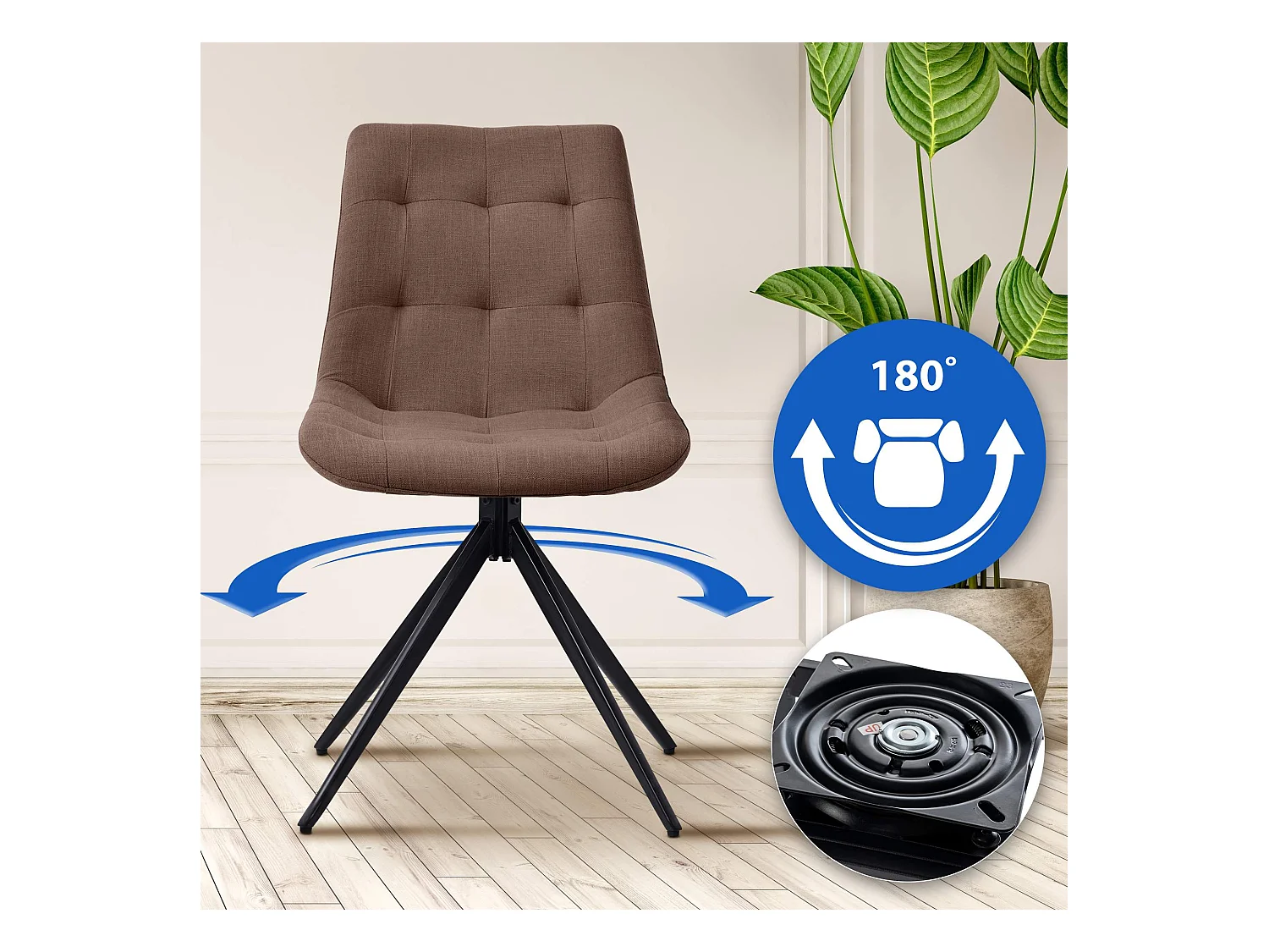 Lot de 2  chaise salle à manger - Tissu - Taupe - Merna