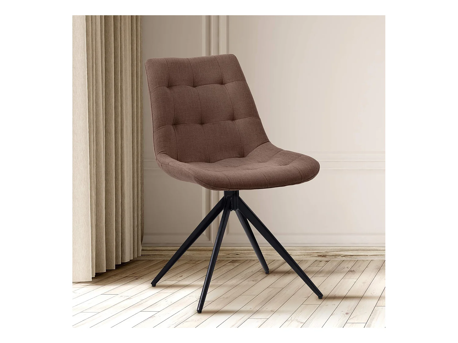 Lot de 2  chaise salle à manger - Tissu - Taupe - Merna