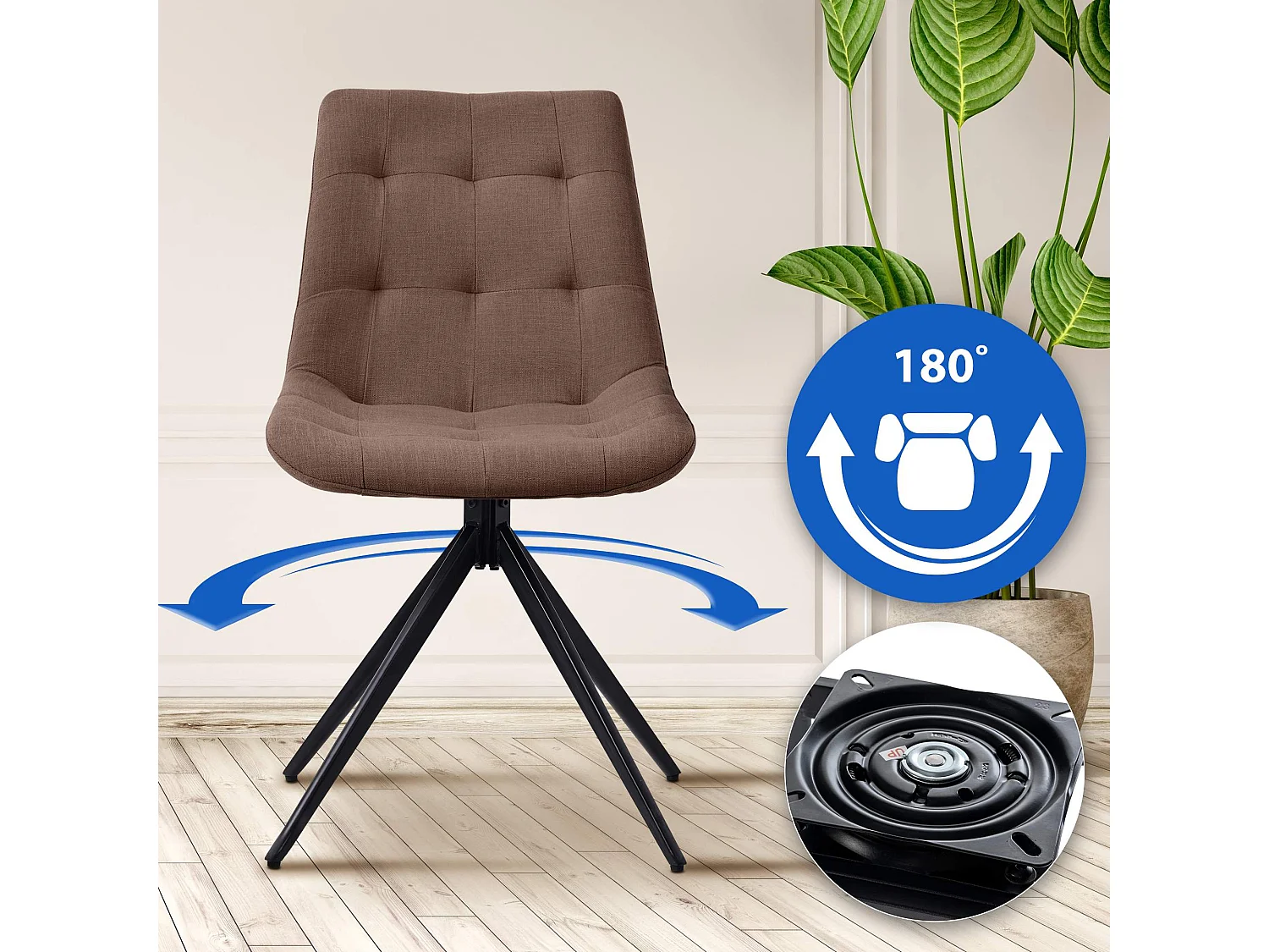 Lot de 2  chaise salle à manger - Tissu - Taupe - Merna