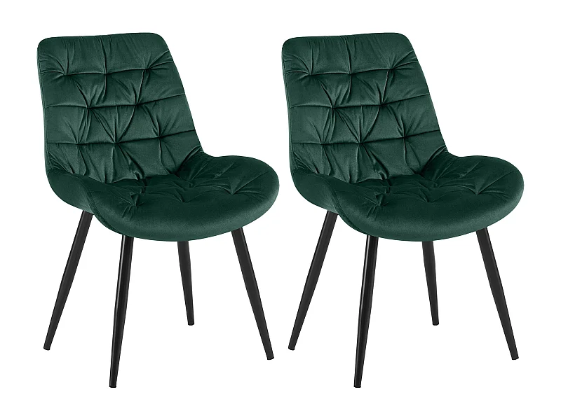 Lot de 2  chaise salle à manger - Velours - Vert - Rossford