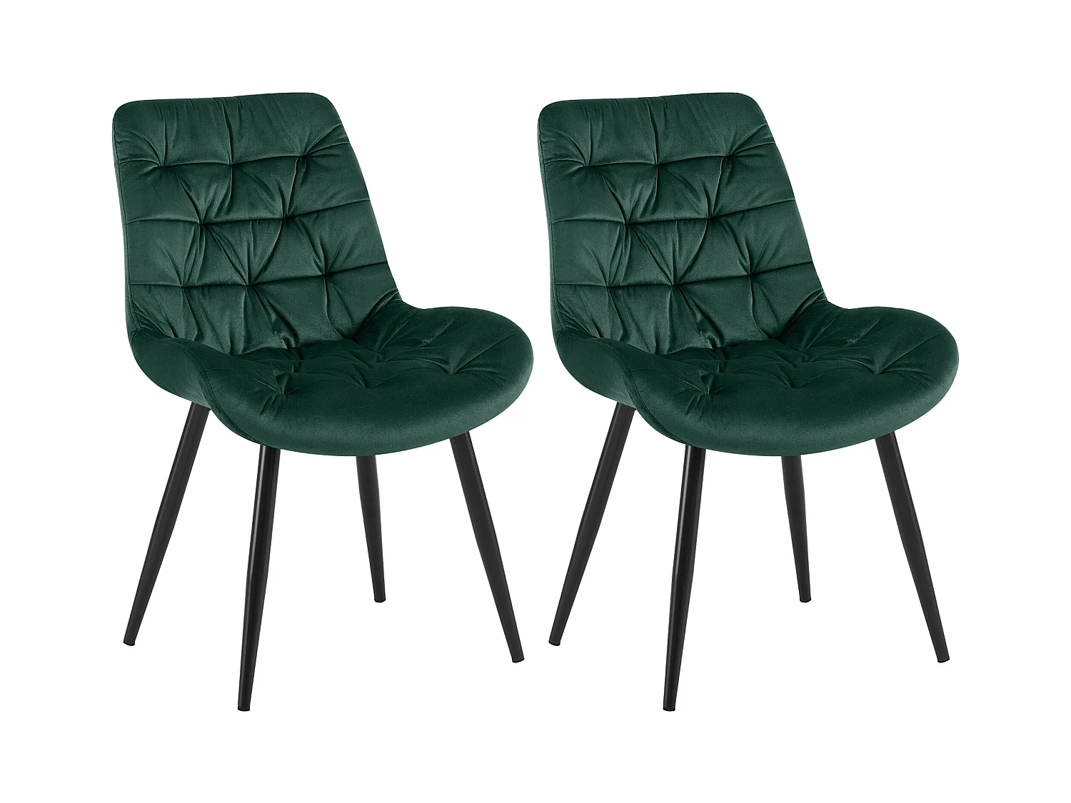 Lot de 2  chaise salle à manger - Velours - Vert - Rossford