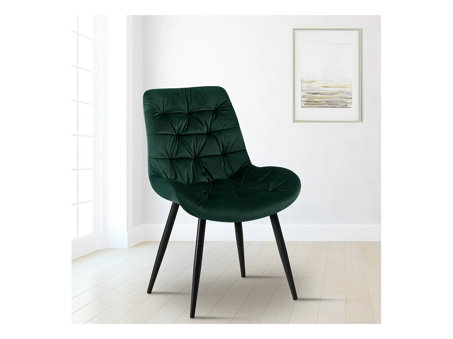 Lot de 2  chaise salle à manger - Velours - Vert - Rossford