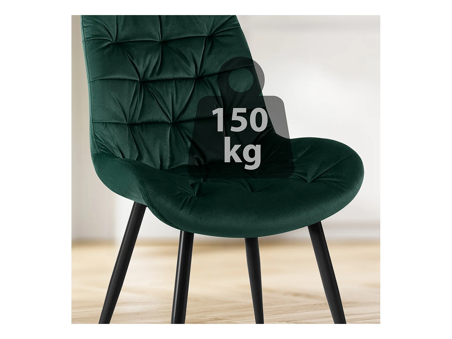 Lot de 2  chaise salle à manger - Velours - Vert - Rossford