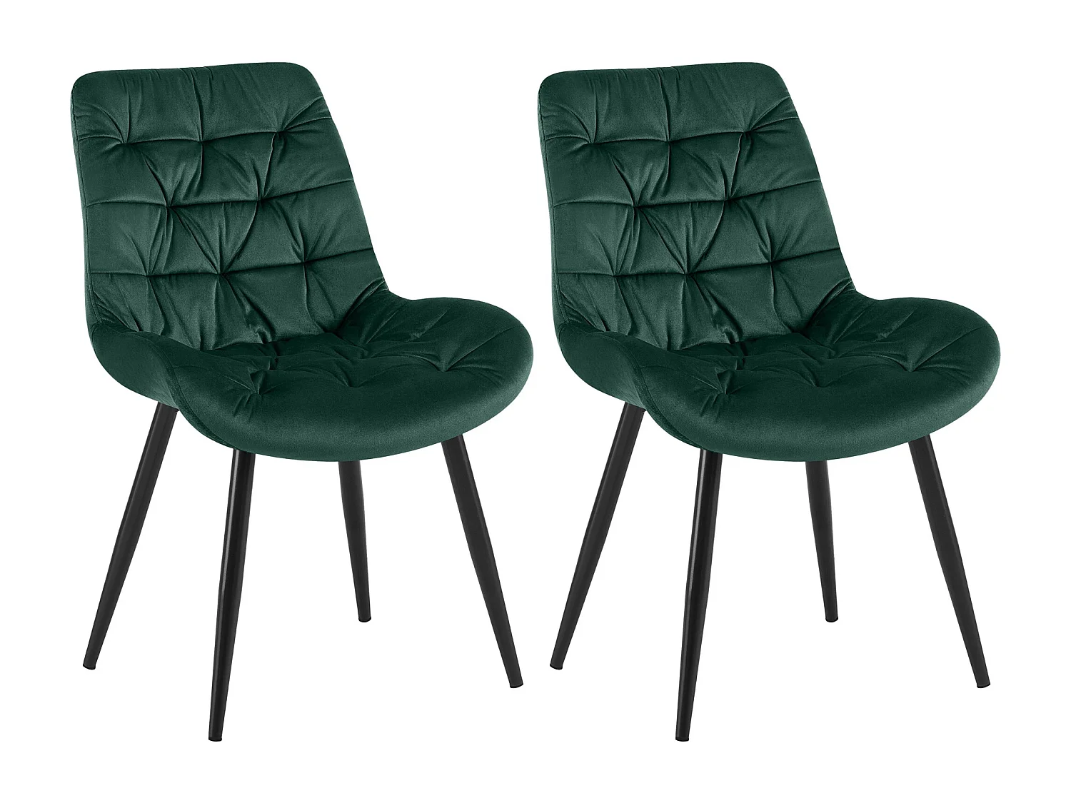 Lot de 2  chaise salle à manger - Velours - Vert - Rossford