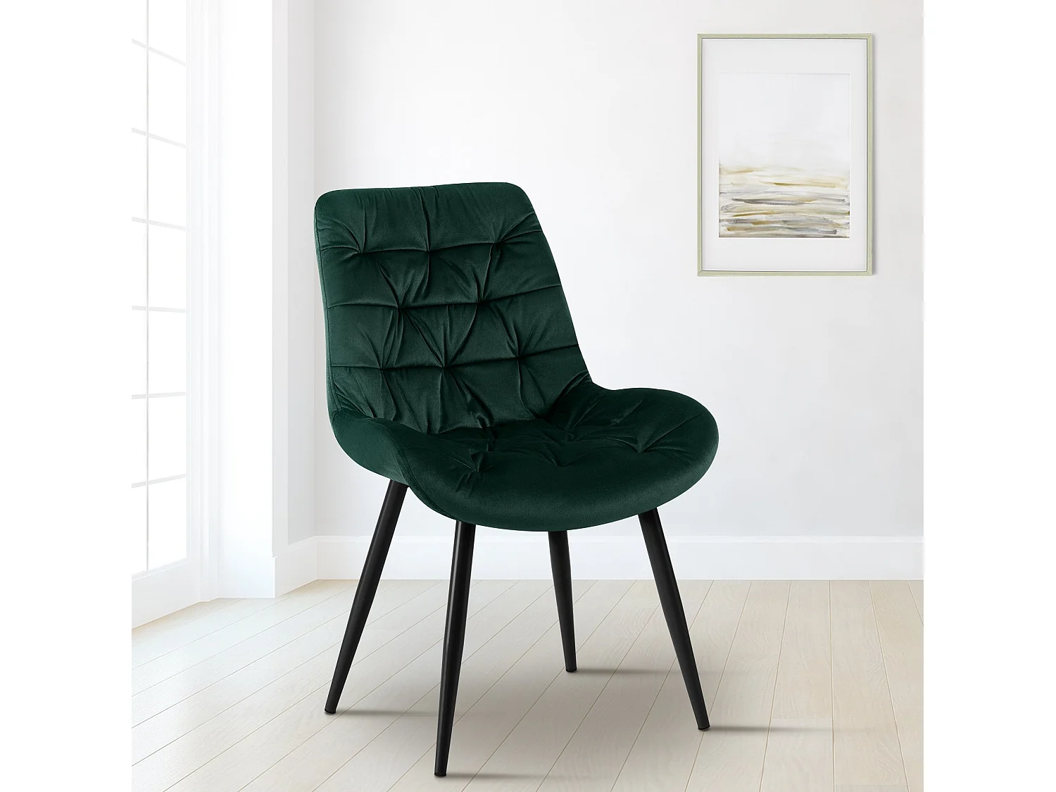 Lot de 2  chaise salle à manger - Velours - Vert - Rossford