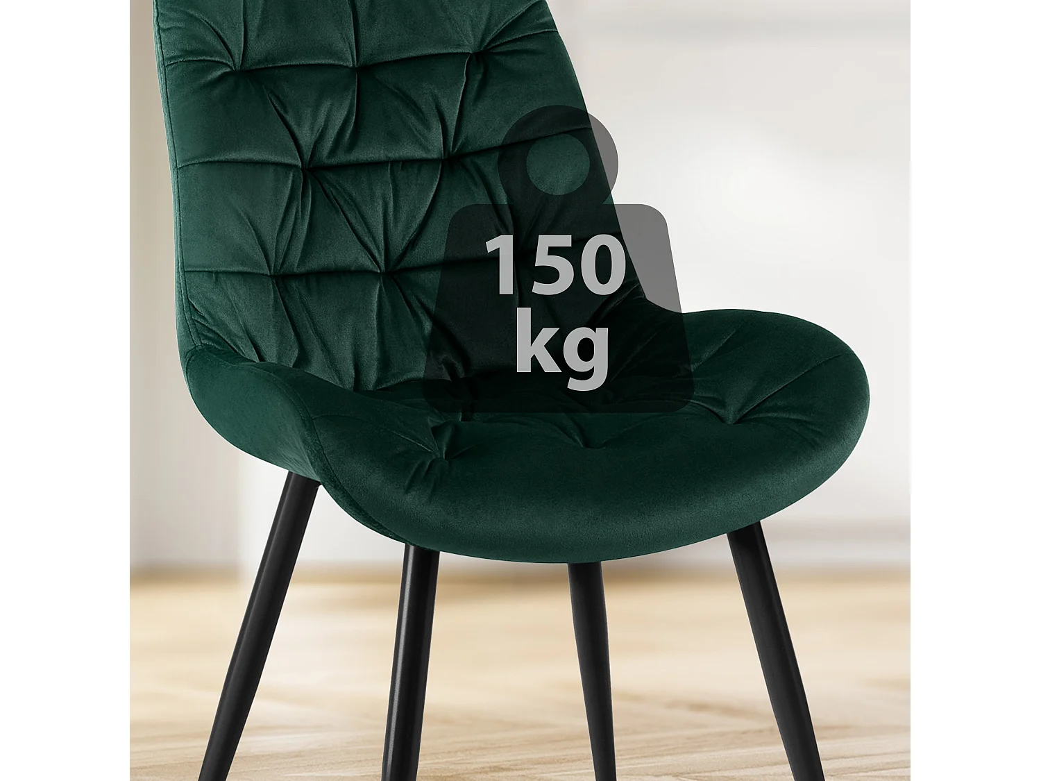 Lot de 2  chaise salle à manger - Velours - Vert - Rossford