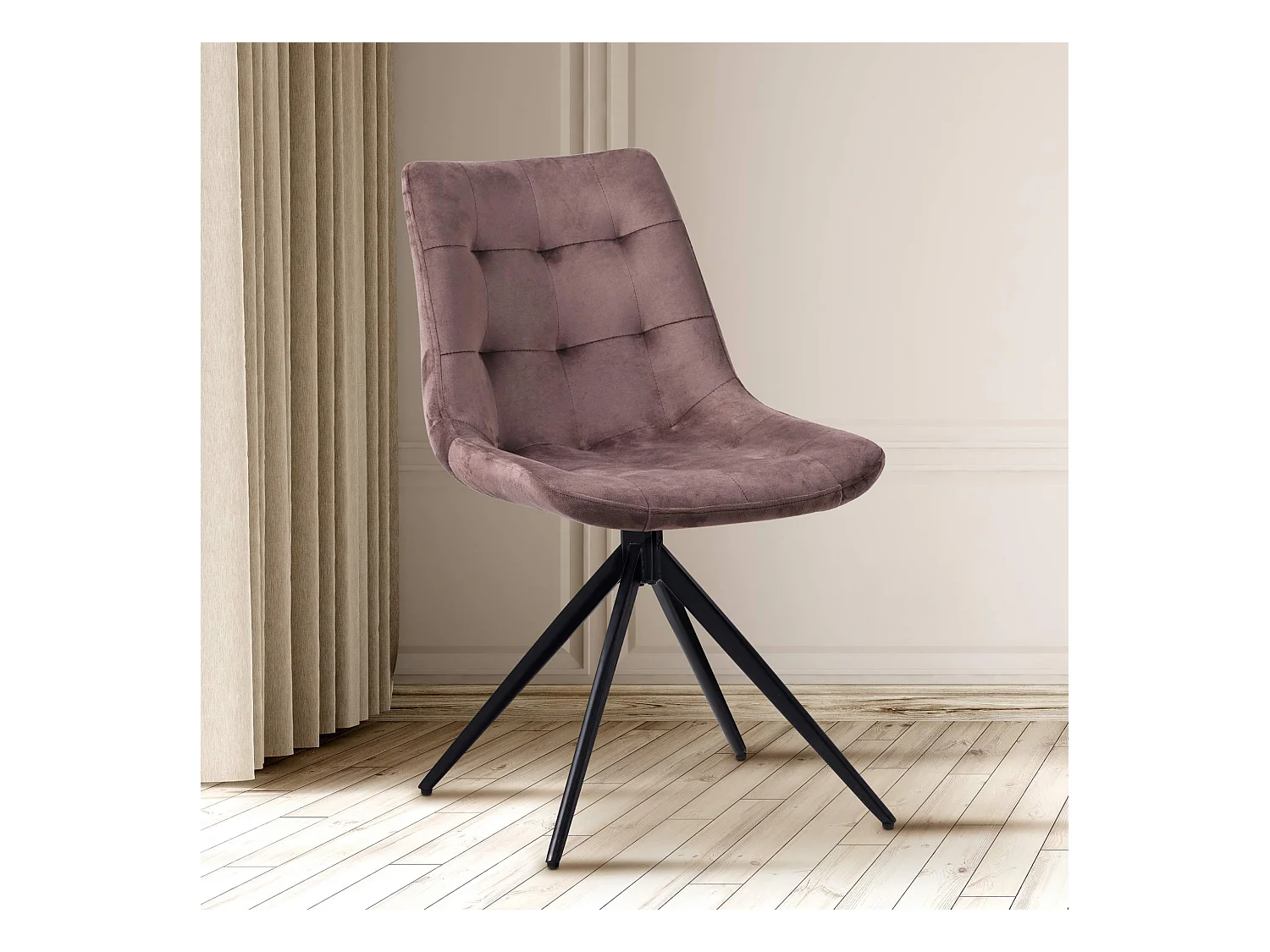 Lot de 2  chaise salle à manger - Velours - Marron - Merna