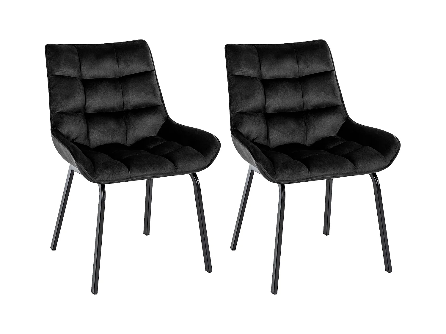 Lot de 2  chaise salle à manger - Velours - Noir - Saranda