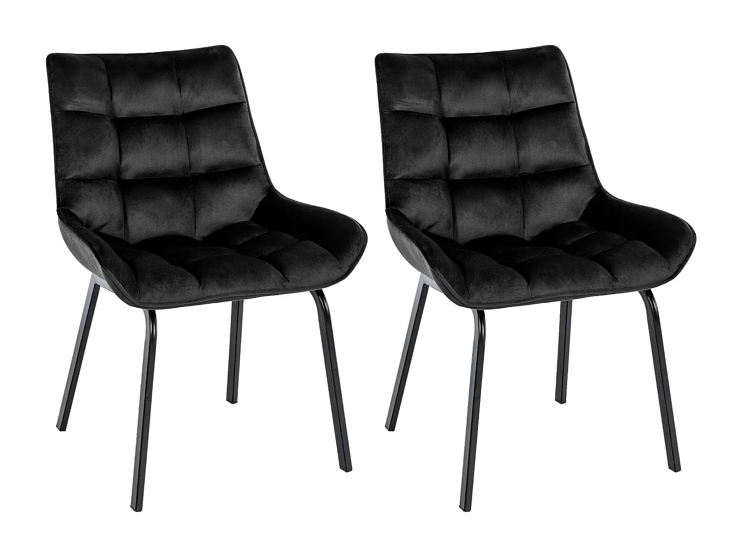 Lot de 2  chaise salle à manger - Velours - Noir - Saranda