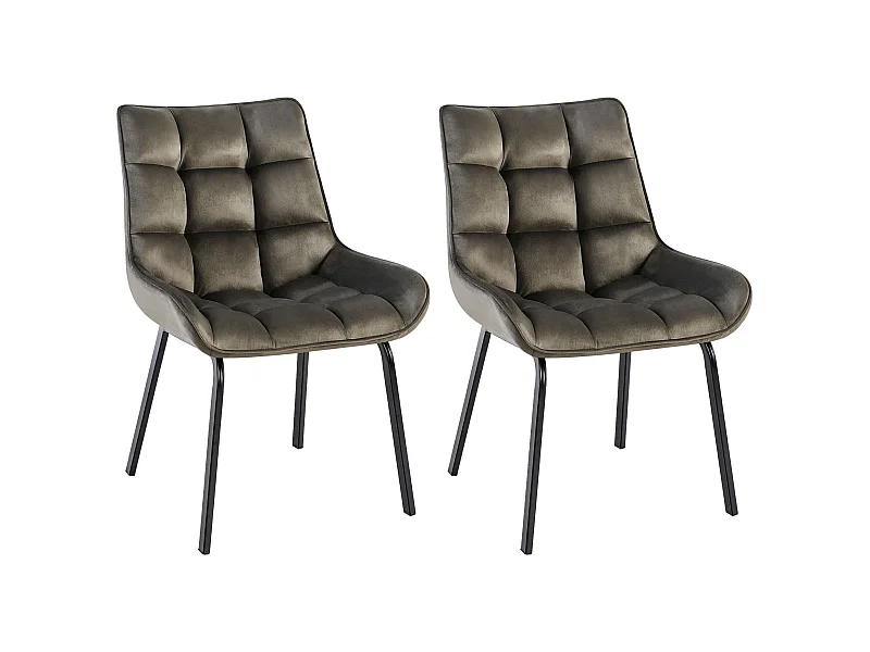 Lot de 2  chaise salle à manger - Velours - Anthracite - Saranda