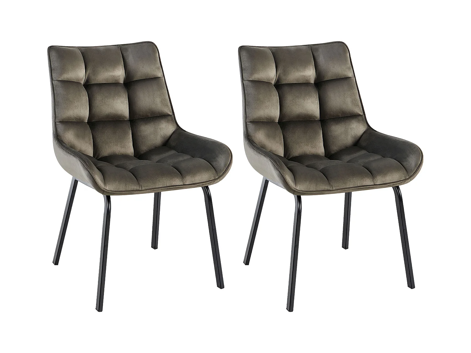 Lot de 2  chaise salle à manger - Velours - Anthracite - Saranda