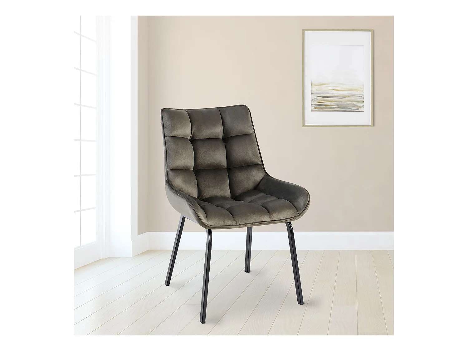 Lot de 2  chaise salle à manger - Velours - Anthracite - Saranda