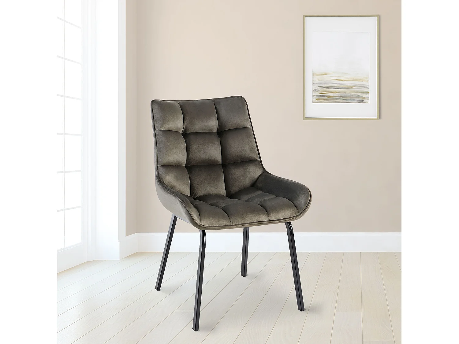 Lot de 2  chaise salle à manger - Velours - Anthracite - Saranda