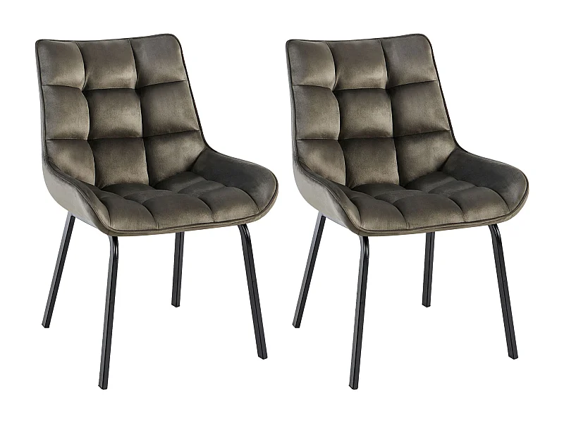 Lot de 2  chaise salle à manger - Velours - Anthracite - Saranda
