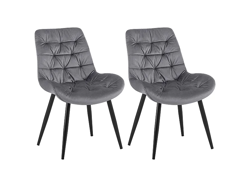 Lot de 2  chaise salle à manger - Velours - Gris foncé - Rossford