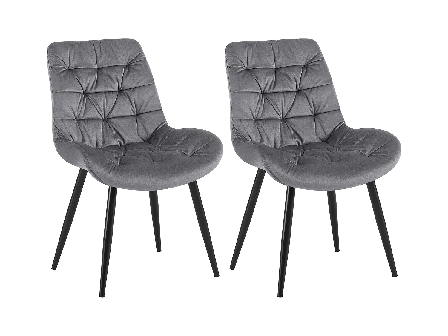 Lot de 2  chaise salle à manger - Velours - Gris foncé - Rossford