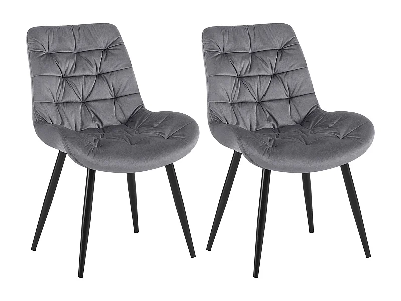 Lot de 2  chaise salle à manger - Velours - Gris foncé - Rossford