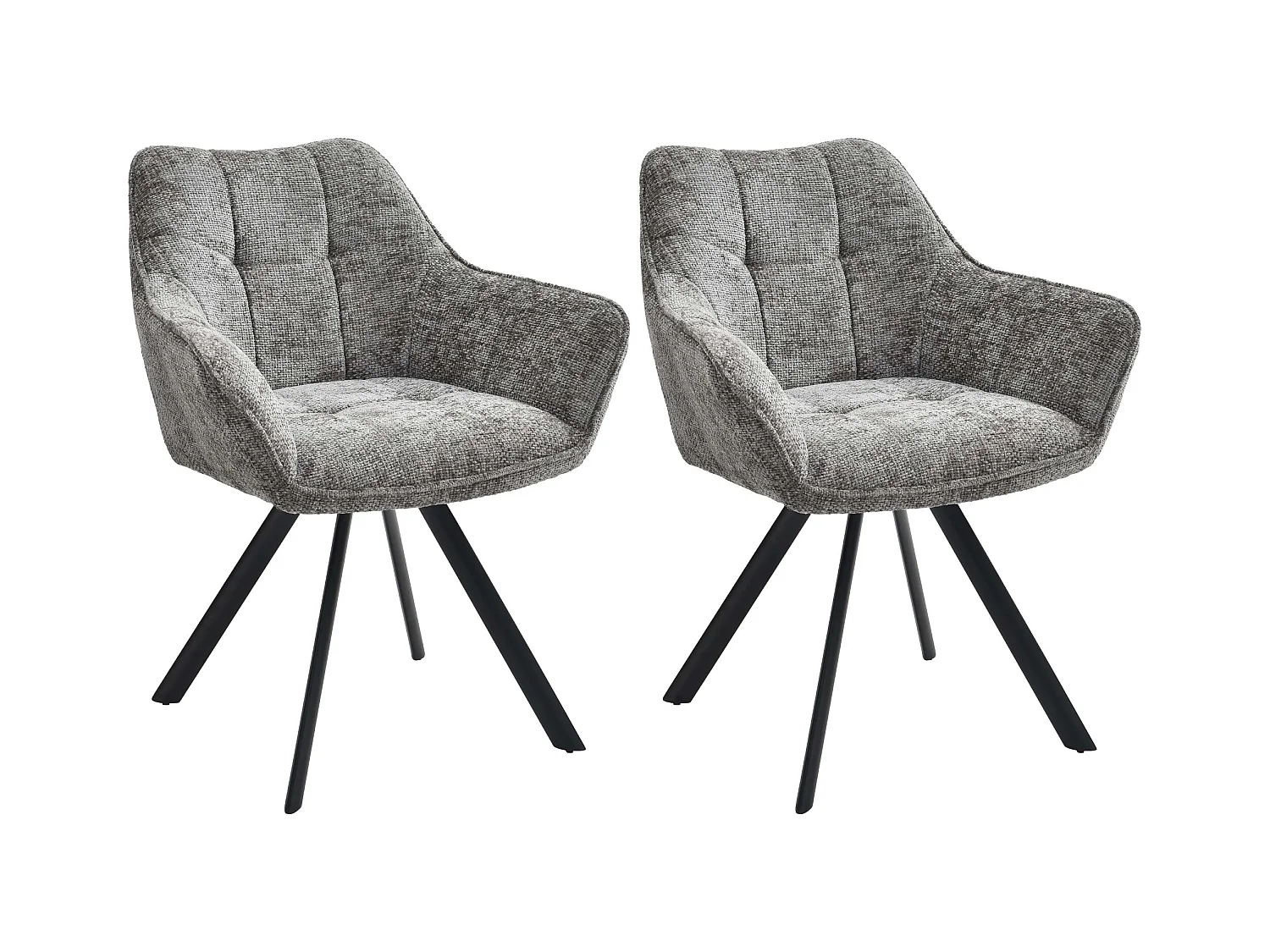Lot de 2  chaises avec accoudoirs - Tissu - Gris foncé - Scott