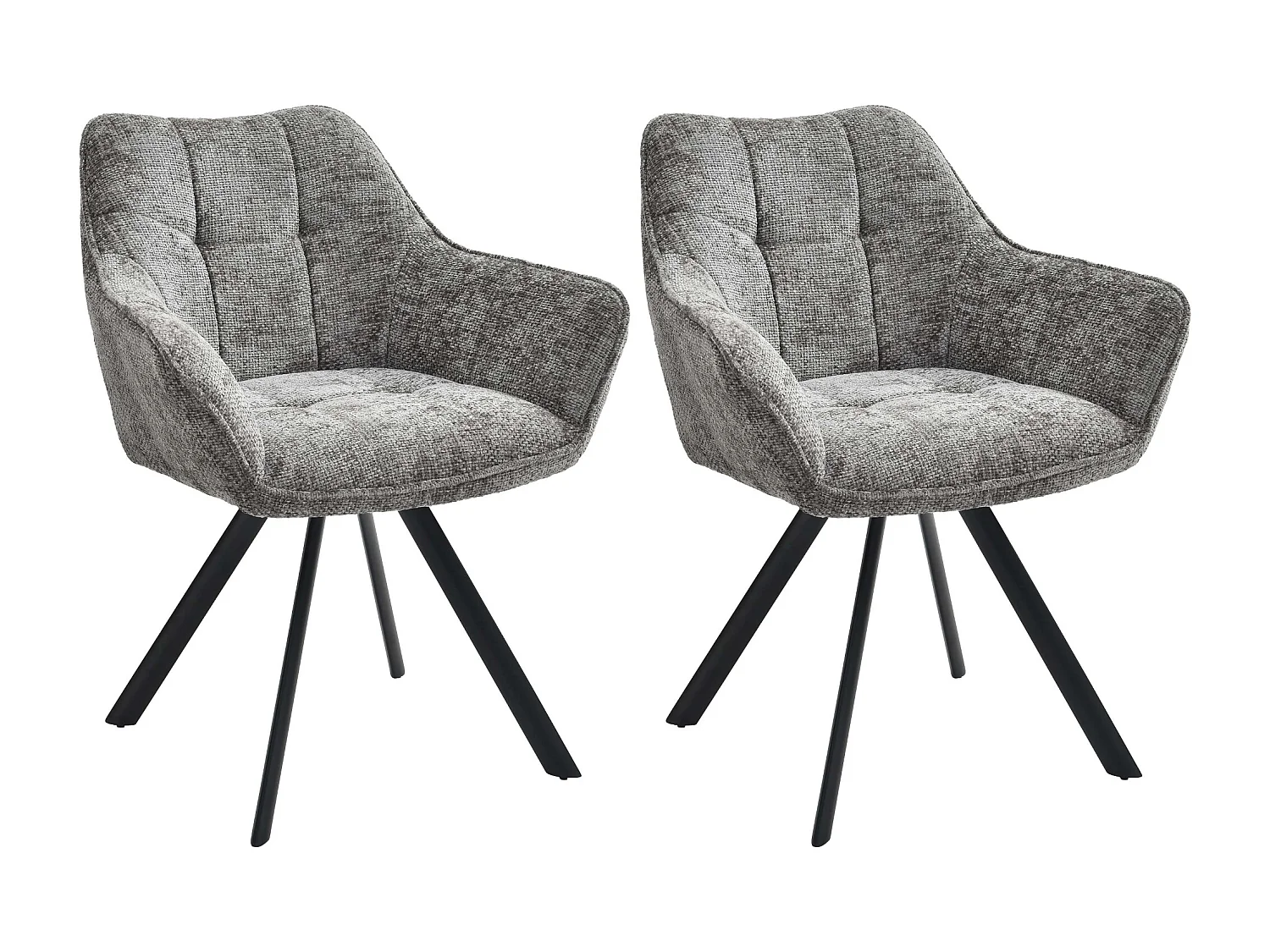 Lot de 2  chaises avec accoudoirs - Tissu - Gris foncé - Scott