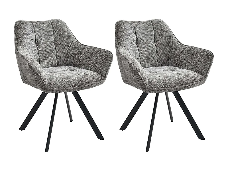 Lot de 2  chaises avec accoudoirs - Tissu - Gris foncé - Scott