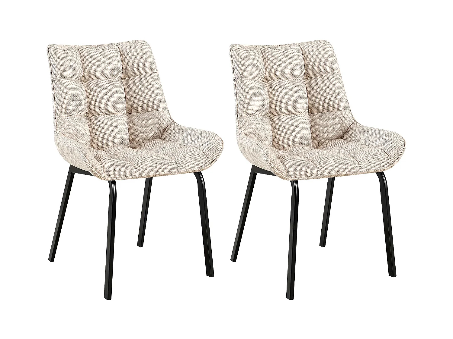 Lot de 2  chaise salle à manger - Tissu - Ivoire - Saranda