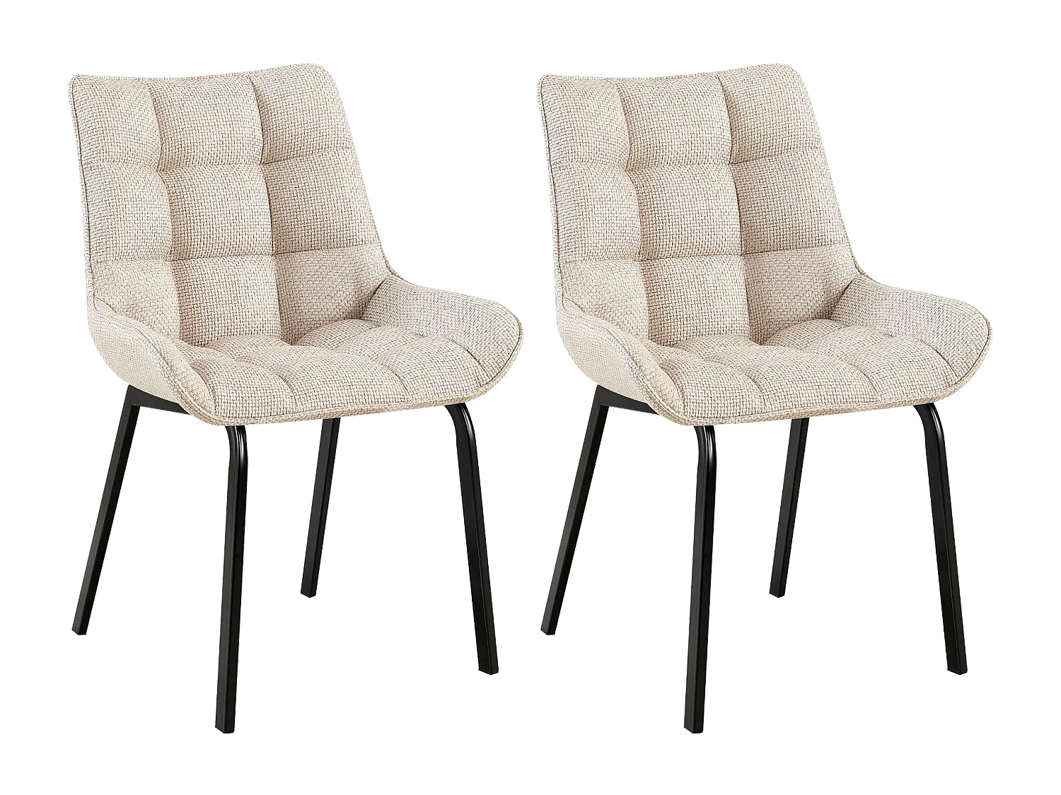 Lot de 2  chaise salle à manger - Tissu - Ivoire - Saranda