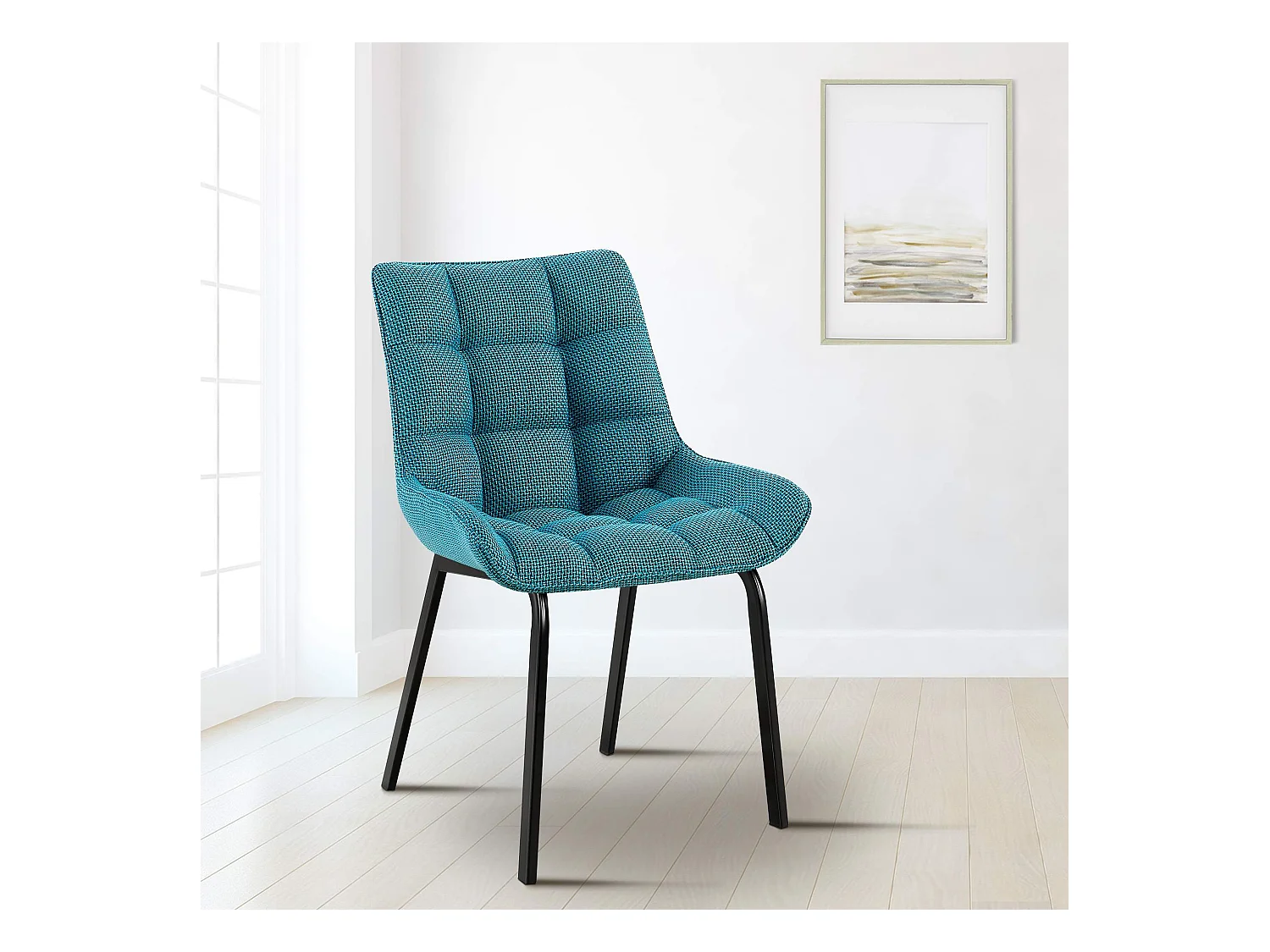 Lot de 2  chaise salle à manger - Tissu - Turquoise - Saranda