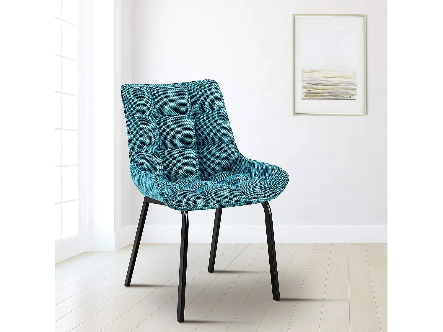Lot de 2  chaise salle à manger - Tissu - Turquoise - Saranda