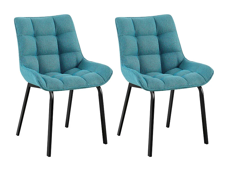 Lot de 2  chaise salle à manger - Tissu - Turquoise - Saranda