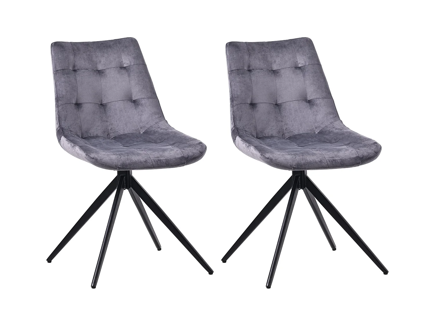 Lot de 2  chaise salle à manger - Velours - Gris foncé - Merna